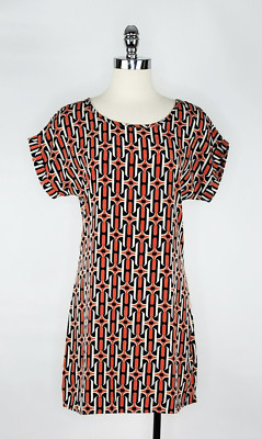 Francesca's Multicolor Geometric Print Cap Sleeve Mini Sheath Dress Women's S