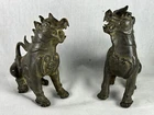 Pair FU-Dogs Asian Art Bronze Chinese Guardian Lion Sculpture