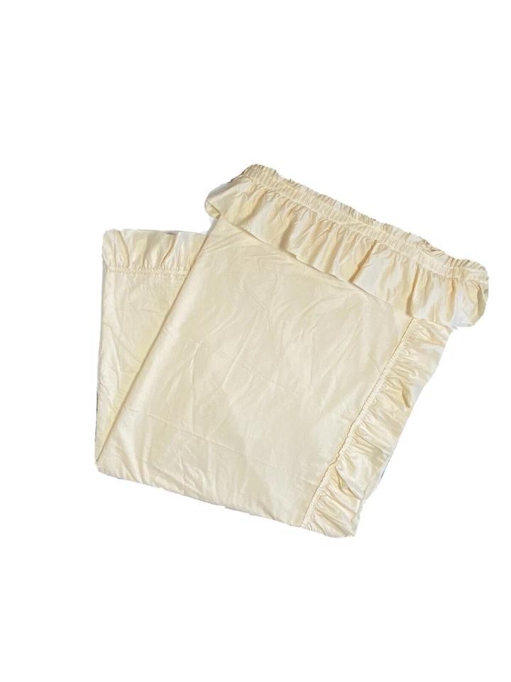 2 Vintage 1970s Curtains Sears Creamy Beige Ruffle Drapes Panels Rare Retired - Image 2 of 4