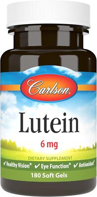 Carlson - Lutein, 6 mg, Eye Vitamins with Lutein & Zeaxanthin, 180 Softgels