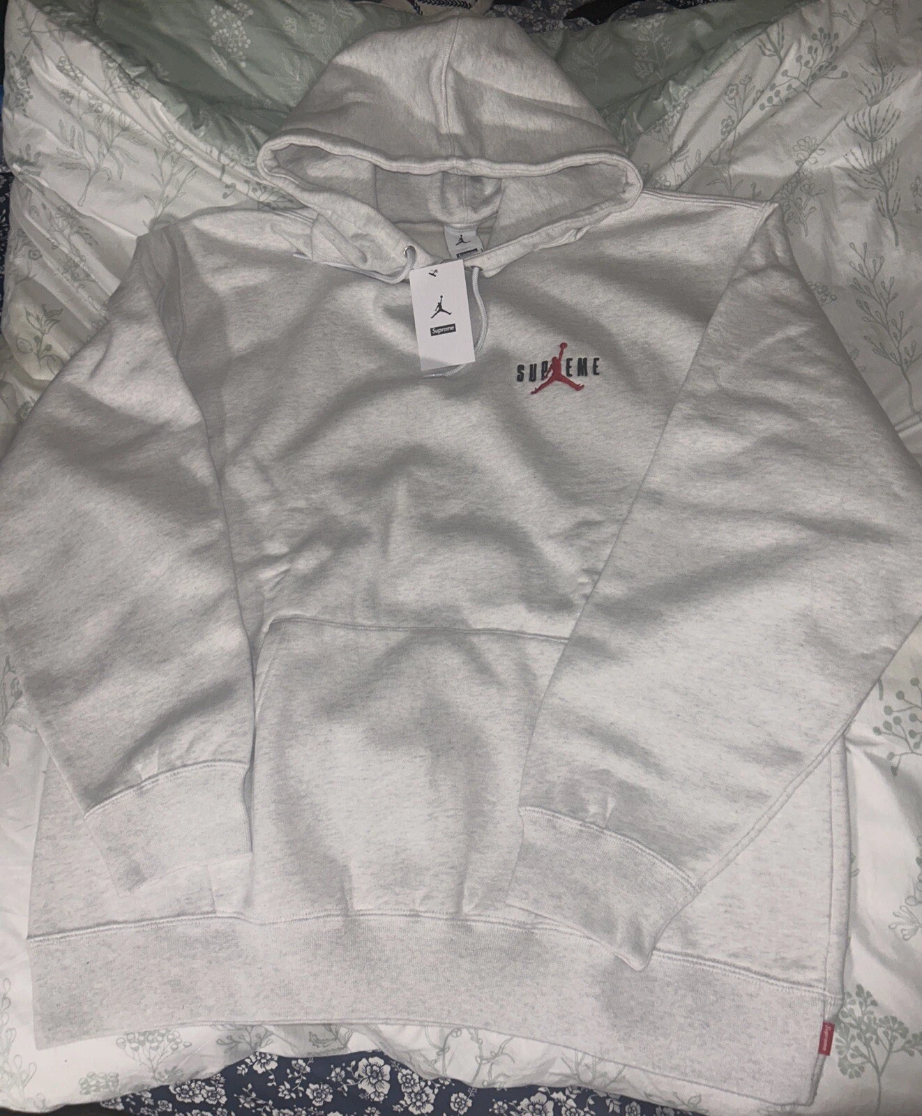 Felpa con cappuccio uomo taglia M Medium FW24 Supreme Jordan grigio cenere
