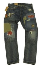 Special Polo Ralph Lauren Multi Graphic  Patched Sullivan Slim Blue Jeans