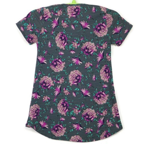 LuLaRoe Classic T Shirt Womens Top Tunic High Low Grey Pink Floral Size XXS USA - Picture 2 of 12