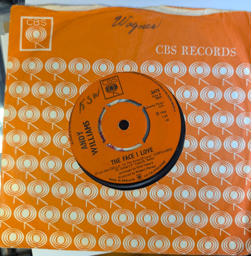 HEAR Andy Williams EZ Pop Mod 45 Music To Watch Girls By Face I Love UK VG+ - Picture 2 of 3