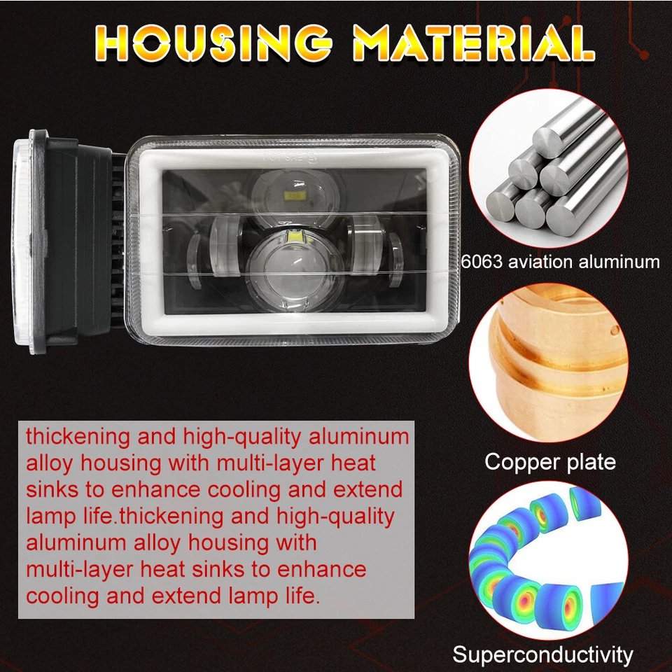 Faros LED Fit 2002-2022 Fit Western Star 4900SA 4900SB más brillantes 4 piezas 4x6" Foto 3 de 4