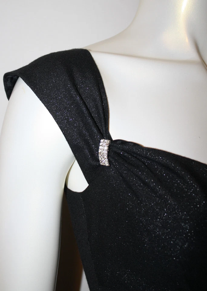TRACY REESE Dress S 0 2 4 Evening Black Shimmer Sleeveless Rhinestone Trim - Image 4 of 4
