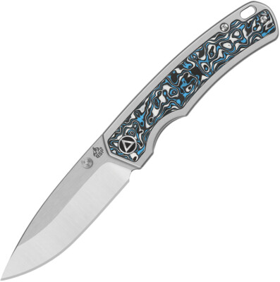 QSP Knife Puffin Framelock Gray Titanium & Carbon Fiber Folding Knife 127F1