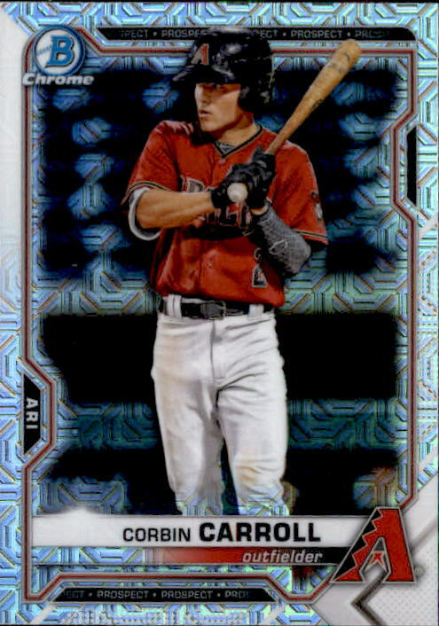 Corbin Carroll 2021 Bowman Chrome Mojo Parallel Prospect Card #BCP-142