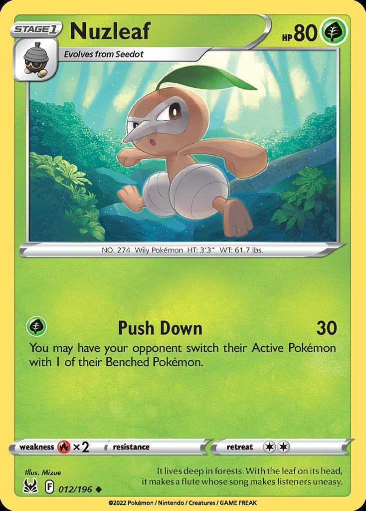 Pokemon Nuzleaf (12/222) Lost Origin LP REVERSE HOLO