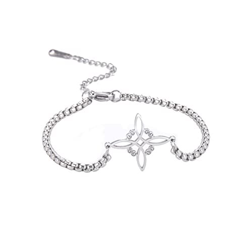 Witches Knot Bracelet Stainless Steel Pagan Wiccan Symbol Magic Knot 4-Pointe... - Picture 1 of 7