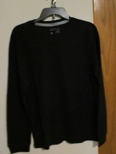 Men’s Perry Ellis Portfolio Thermal Waffle Long Sleeve Shirt Black Size SMALL