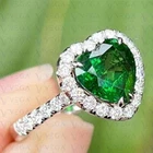 3.60crt Heart Cut Natural Emerald Diamond Anniversary Ring 18K White Gold Plated
