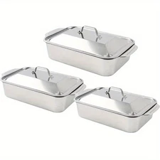 3 Sets of Stainless Steel Baking Trays , Large Capacity, for Family Gatherings
