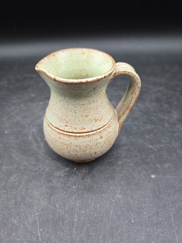 Sturbridge Village Signed Miniture Pitcher Green Brown Redware 2 3/4"