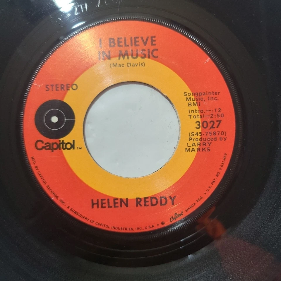 Helen Reddy ~ I Believe In Music/ I Don't Know How To Love Him ~ 45 RPM Record - Image 2 of 4