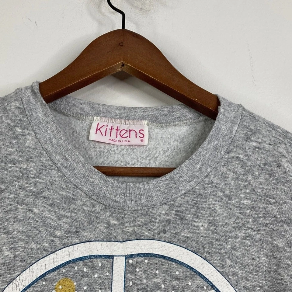 Vintage Nightgown Womens Medium Large Gray Fleece Kitten Cat Cozy Sweatshirt - Изображение 3 из 4