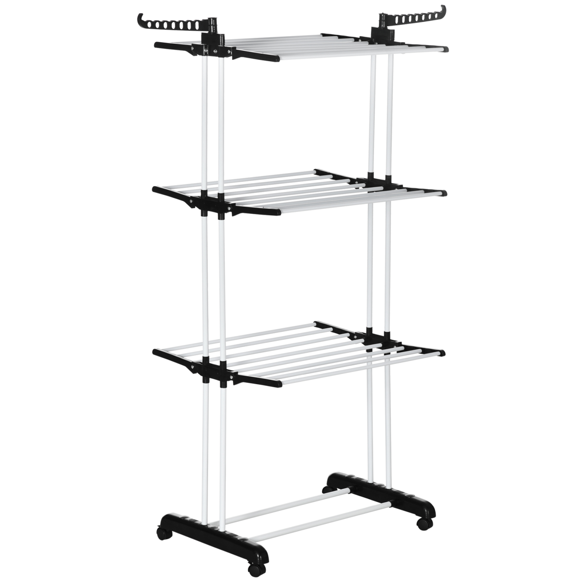 HOMCOM Foldable Clothes Drying Rack Steel Garment Dryer with Casters - Black
