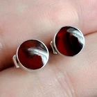 Small Red Paua Abalone Shell 925 Sterling Silver Earrings Studs Jewelry