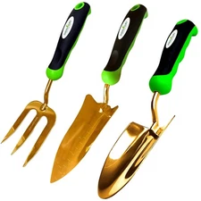 Garden Guru Titanium Garden Tool Set 3pc Hand Trowel Transplanter Cultivator ...