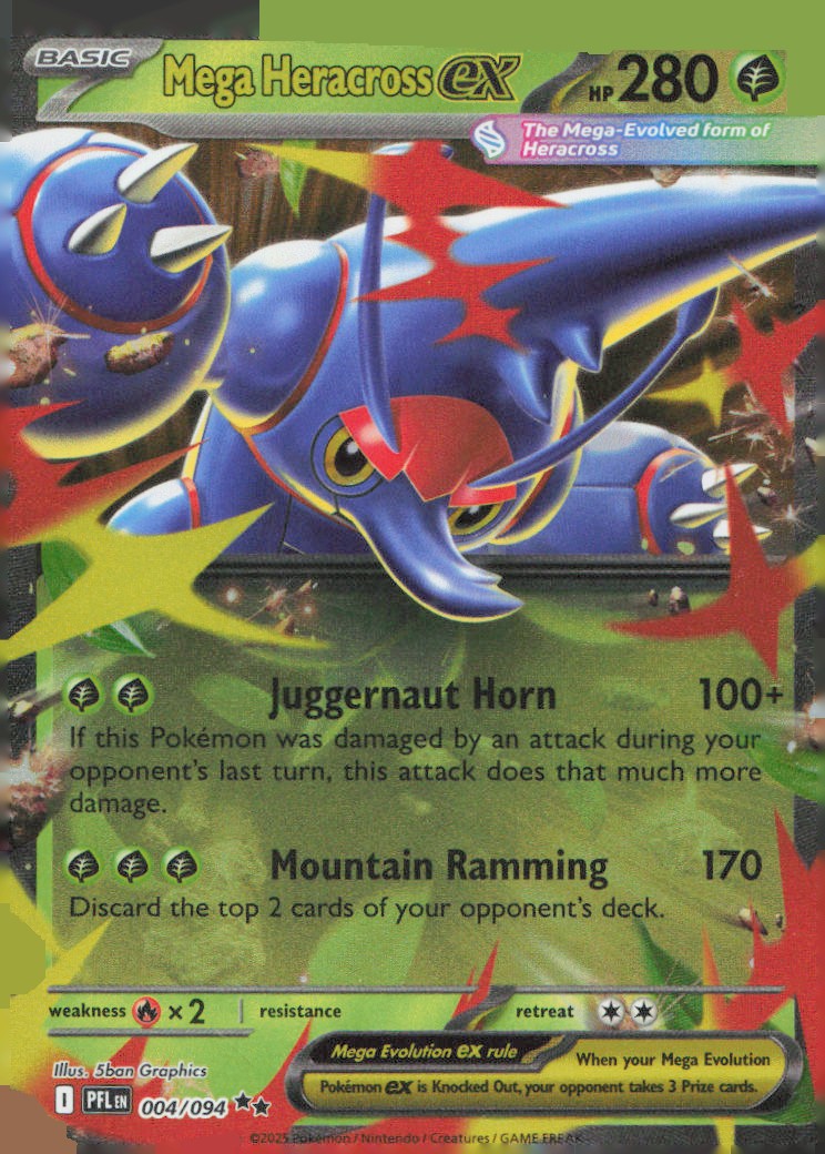 Mega Heracross ex Double Rare ME02: Phantasmal Flames 004/094 NM