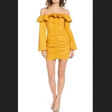 Tularosa Zuri Off Shoulder Dress Size Small in Mango