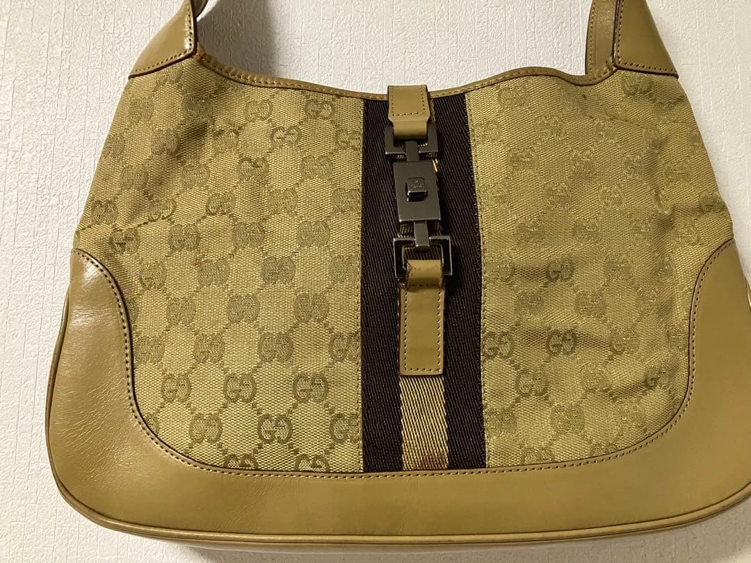 GUCCI GG Sherry Line Shoulder Bag Turnlock Leather Canvas Brown Beige From Japan thumbnail 24