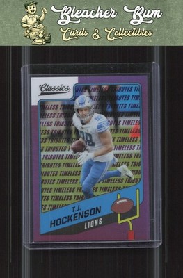 2021 Panini Classics 43 T.J. Hockenson Premium Timeless Tributes Purple #/35