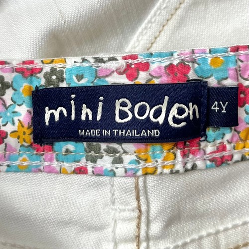 Mini Boden White Denim Capri Trousers Pants Floral Detail Trim Girl's 4Y - Picture 3 of 7