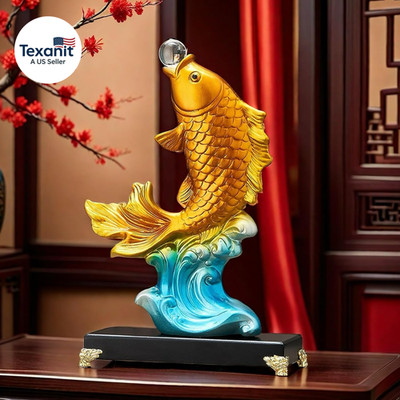 13.3 Inch Large Chinese Feng Shui Fish Statue Sculpture Collectible Figurine Fen