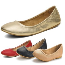 Women Office Work Comfort Flat Shoes Round Toe Slip On Ballerina Ballet Flats