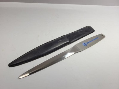Vintage Western Electric Metal Letter Opener Black Sheath Desk Office Tool