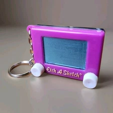 1994 Etch A Sketch Basic Fun Inc. Mini Key Chain-Vintage Toys Knick Knacks- Pink