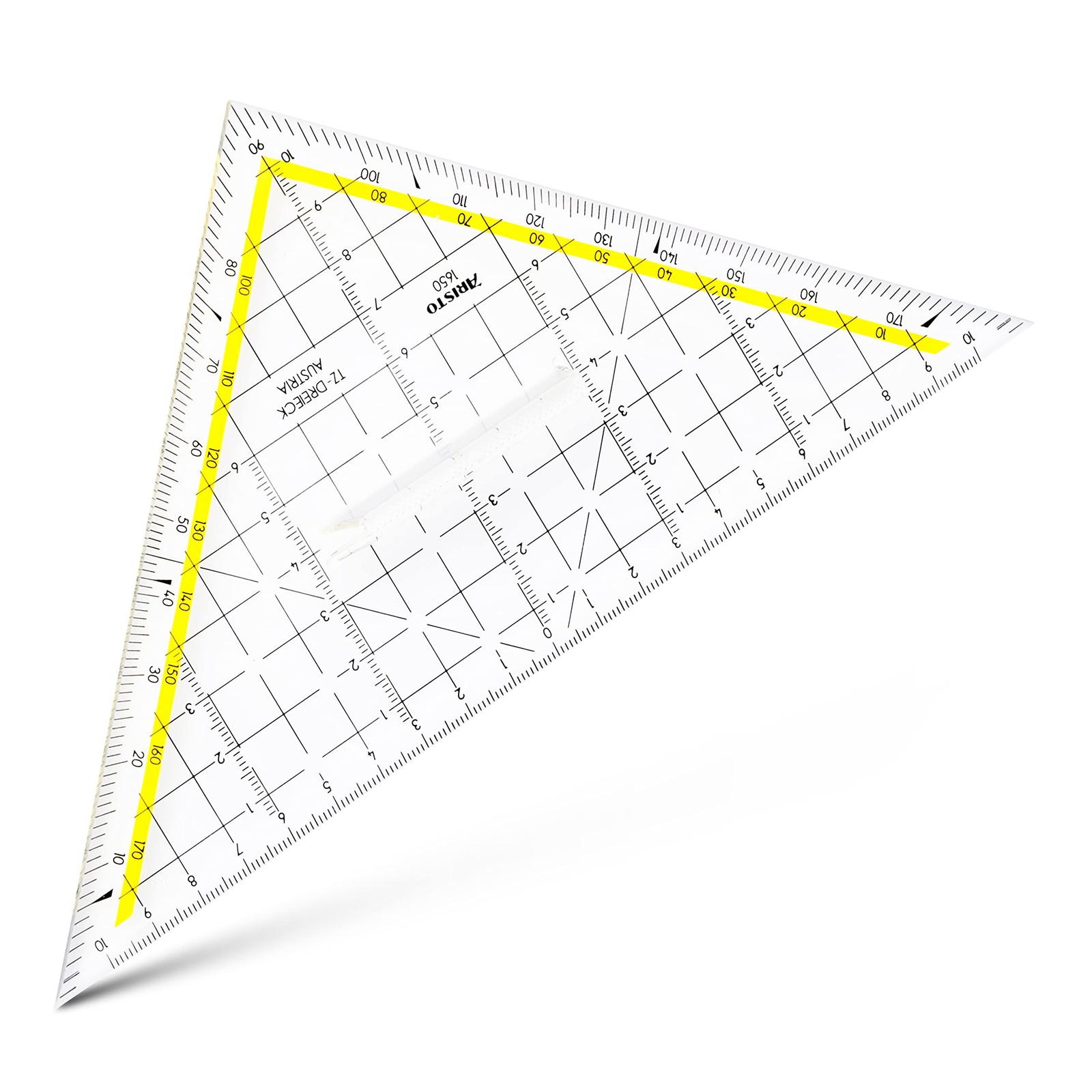 Aristo 1650/2 TZ Triangle with Firm Grip (Hypotenuse 22.5 cm, Ink Nubs, Facet on
