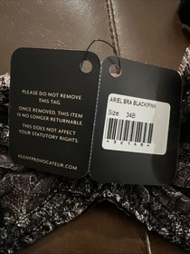 AGENT PROVOCATEUR ARIEL BRA 34B & 3 M BRIEF Pink Black Lace Holiday Rare  NWT