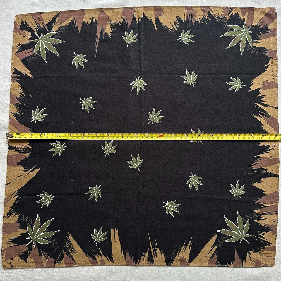 Pañuelo vintage para hombre patrón geométrico MARIHUANA algodón negro 21" Foto 4 de 4