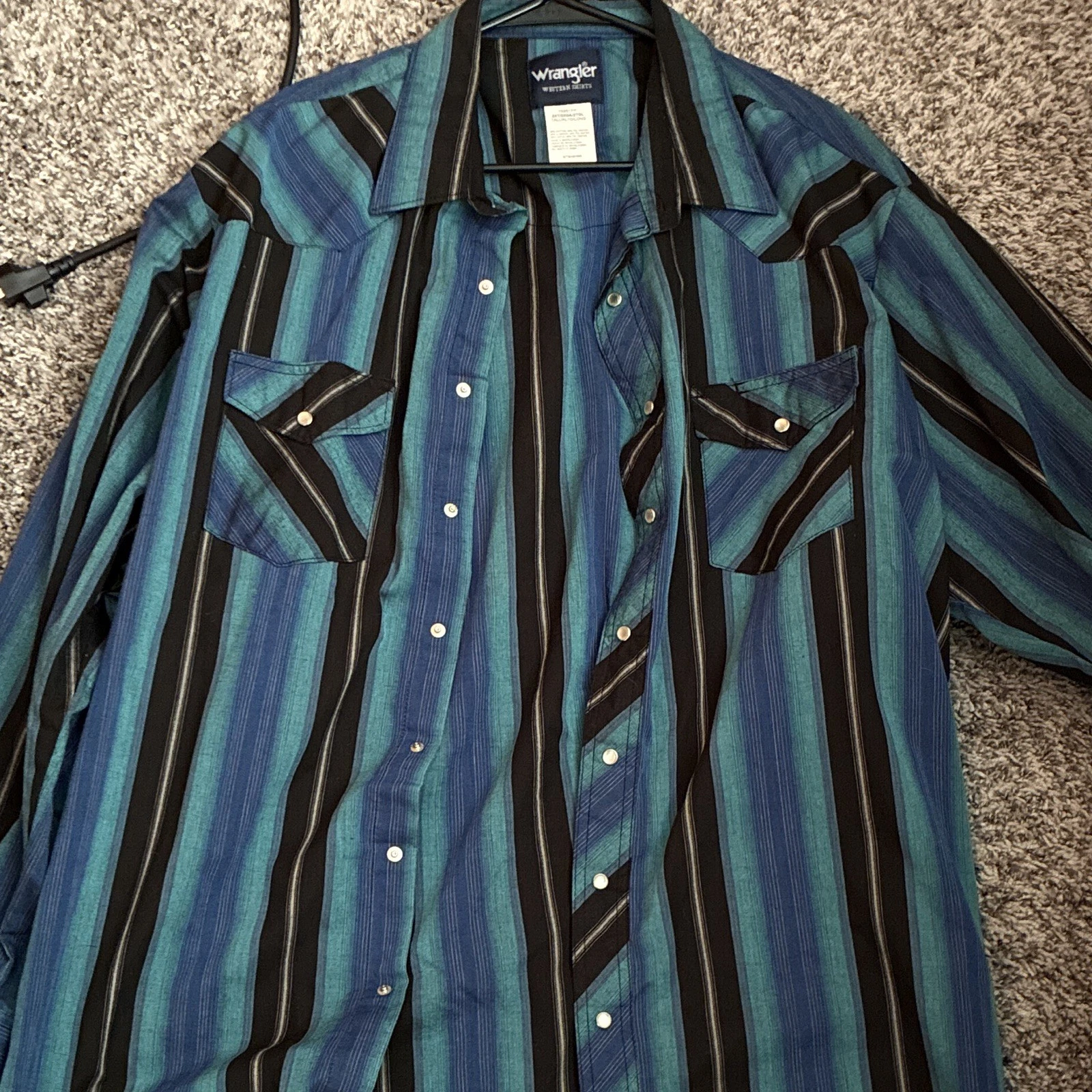 Vintage Wrangler Western Men's 2XLT Tall Striped Button-Up Shirt Pockets
Opens in a new window or ta