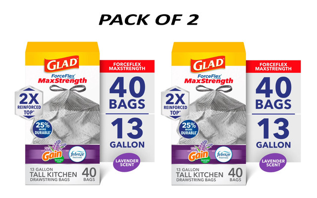 Glad ForceFlex MaxStrength Kitchen Trash Bags, 13 Gallon