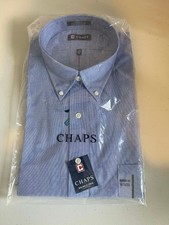 New Chaps Dress Shirt 18 34/35 Classic Fit Wrinkle Free Periwinkle