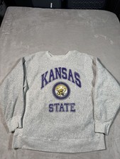 Vintage 90s Kansas State University Crewneck Sweatshirt Size XL Gray Pullover