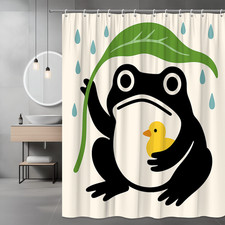 Funny Frog Shower Curtain with Duck and Leaf Design