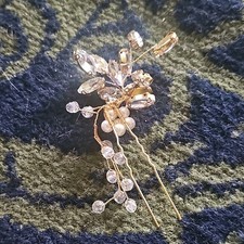 Hair Clips Hair Pin with Faux Pearl Cluster  Clear Rhinestones 1 PCS