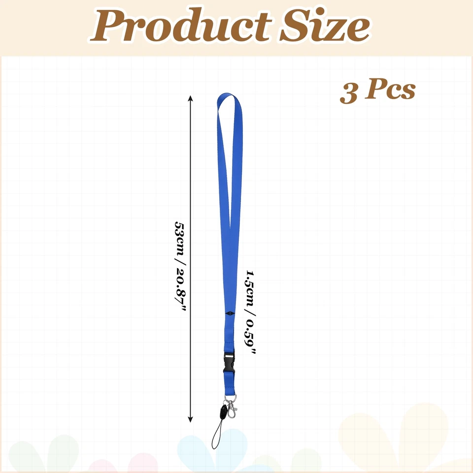 Paquete de 3 cordones azules para llaves, cordones separadores para hombre Foto 2 de 4