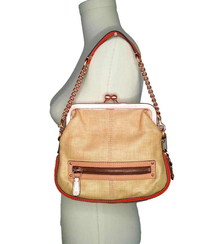 Coach 13396 Bonnie Cashin ретро соломенная сумочка Kiss замок застежка - Изображение 4 из 4