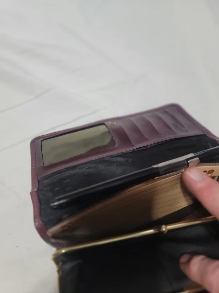 Buxton, cuero de vaca de grano superior, granate, secretaria chequera stasher Foto 4 de 4