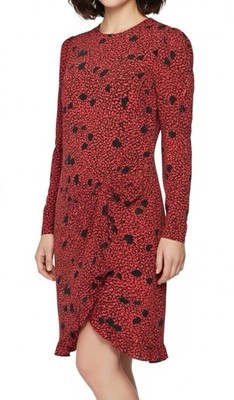 Vintage ESCADA Margaretha Ley Silk Leopard Print Dress Size 8 Red Black Mob Wife