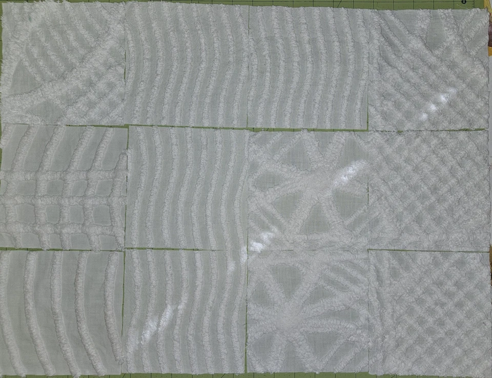 60 colcha de chenilla vintage cuadrada de 6 pulgadas azul, blanco, púrpura, rosa y amarillo Foto 3 de 4