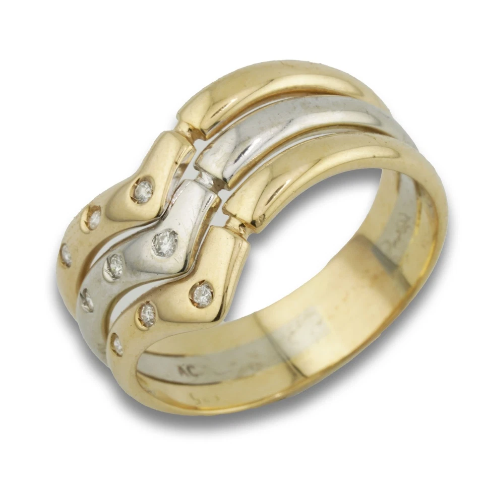 Tricolor Brillant Gold Ring 585 14 Kt 0,08 Ct Gelb-, Weiß-, Roségold Wert 1450,- - Bild 1 von 4