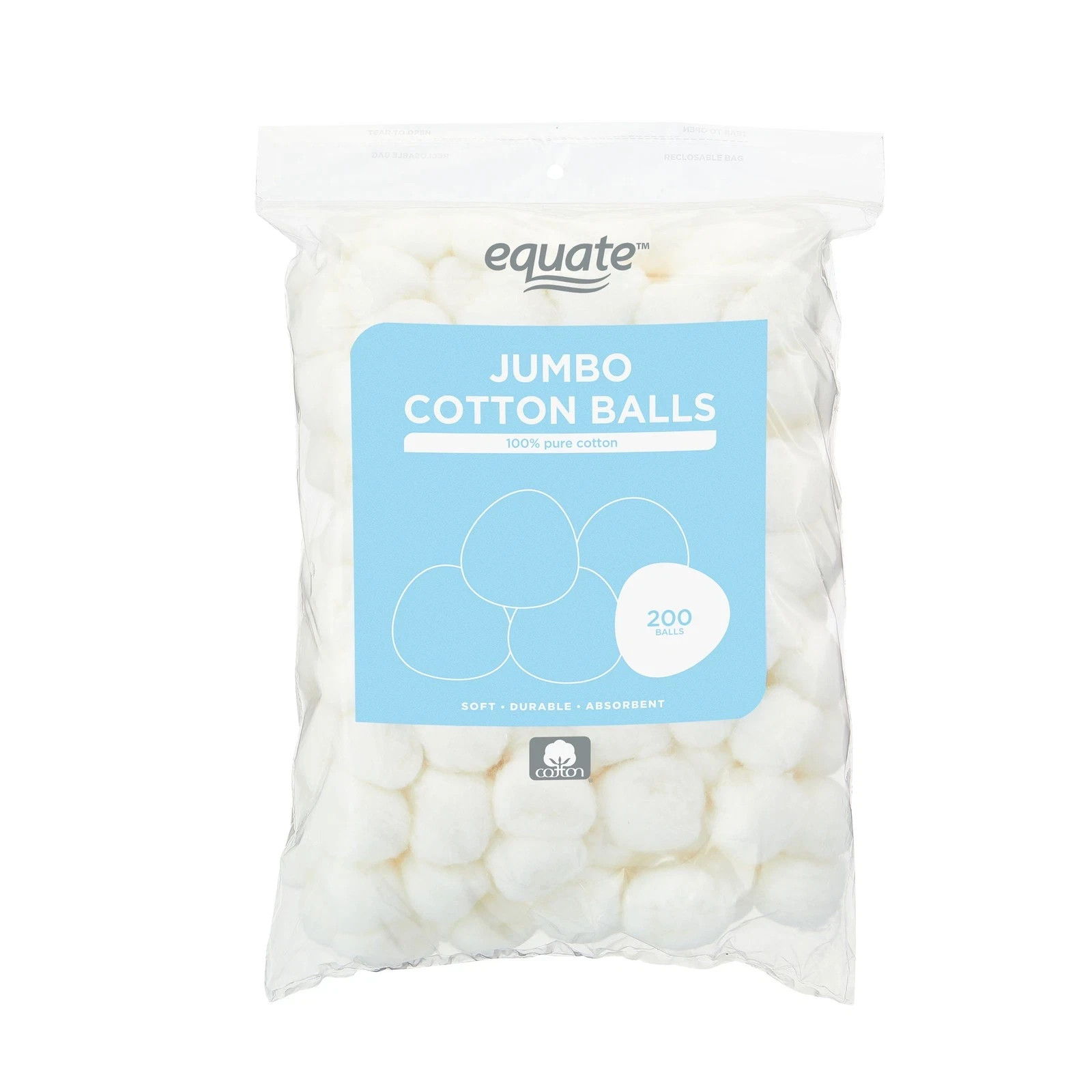 Equate Jumbo Cotton Balls, 100% Pure Cotton, Natural Cotton,