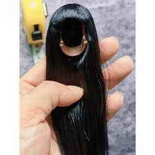 1/6 Scale Female Soldier Wig Hair Black Long Straight Hair Set Model Toys
