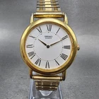 Seiko Watch Men 34mm White Dial Gold Tone Round Vintage 2K00-0039 New Battery